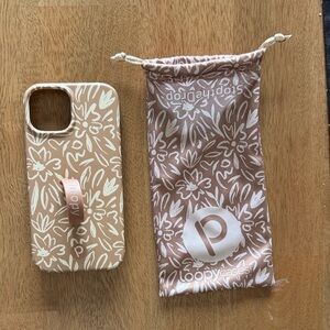 Loopy Case Beige Floral iPhone Case with Matching Pouch and Grip Strap